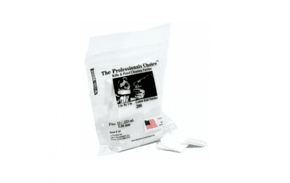 Professionals Choice 1 in x 1 in Cotton Knit Cleaning Patches (.22/.223mm Cal)