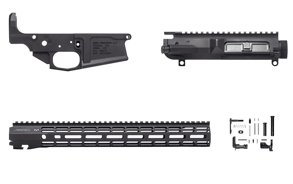 Aero Precision M5 308 Base Builders Set /w 15″ Atlas-R One M-Lok in Anodized Black