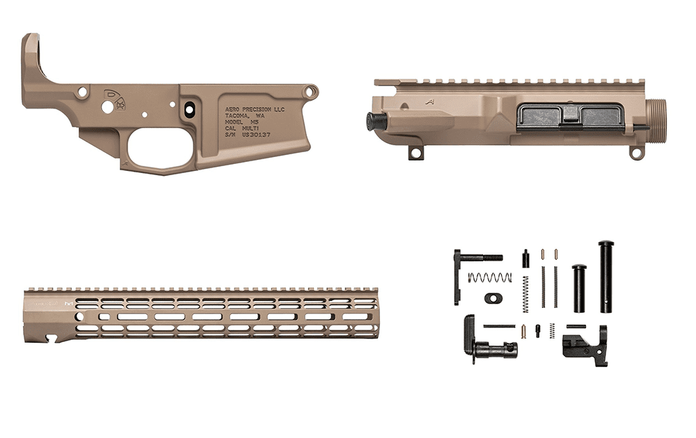 Aero Precision M5 308 Base Builders Set w/ 15″ Atlas-R One M-Lok  in FDE Cerakote